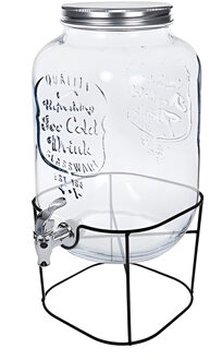 Alessandro Drankdispenser - 8 liter - glas - limonadetap - met standaard - 21 x 43 cm