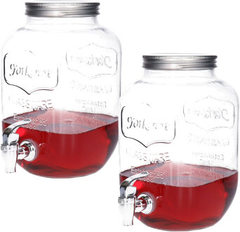 Alessandro Drankdispenser Pina - 2x - 3,8 liter - glas - limonadetap - waterdispenser