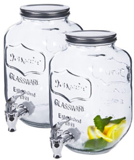 Alessandro Drankdispenser Pina - 2x - 5 liter - glas - limonadetap - waterdispenser