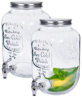 Alessandro Drankdispenser Sol - 2x - 8 liter - glas - limonadetap - waterdispenser