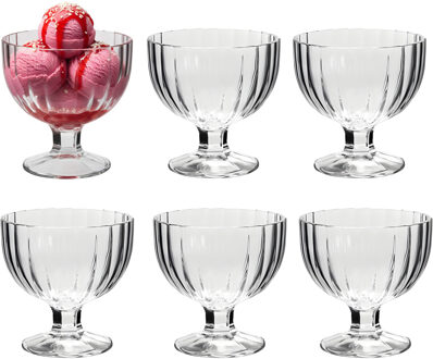 Alessandro ijscoupe Bali - 6x stuks - glas - kristal - 270 ml - 10 x 10 x 10 cm - ijs schaaltjes