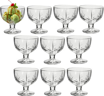 Alessandro ijscoupe Fiji - 10x stuks - glas - kristal - 270 ml - 10 x 10 x 10 cm - ijs schaaltjes