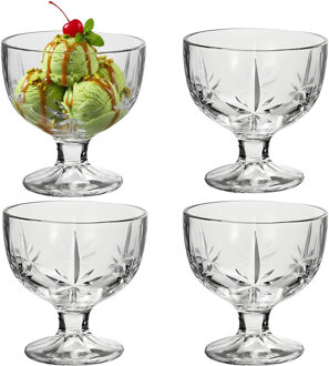 Alessandro ijscoupe Fiji - 4x stuks - glas - kristal - 270 ml - 10 x 10 x 10 cm - ijs schaaltjes