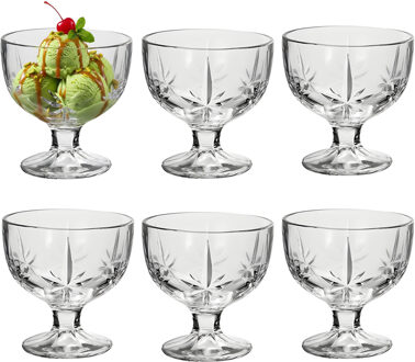 Alessandro ijscoupe Fiji - 6x stuks - glas - kristal - 270 ml - 10 x 10 x 10 cm - ijs schaaltjes