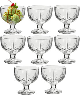 Alessandro ijscoupe Fiji - 8x stuks - glas - kristal - 270 ml - 10 x 10 x 10 cm - ijs schaaltjes