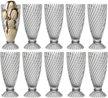 Alessandro ijscoupe Hawaii - 10x stuks - glas - kristal - 360 ml - 18 x 8 cm - ijs glazen