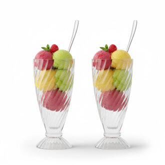 Alessandro ijscoupe Hawaii - 2x stuks - glas - kristal - 360 ml - 18 x 8 cm - ijs glazen