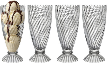 Alessandro ijscoupe Hawaii - 4x stuks - glas - kristal - 360 ml - 18 x 8 cm - ijs glazen