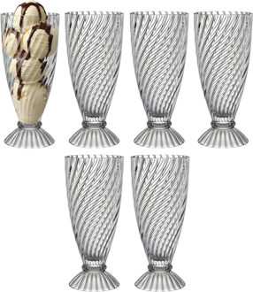 Alessandro ijscoupe Hawaii - 6x stuks - glas - kristal - 360 ml - 18 x 8 cm - ijs glazen