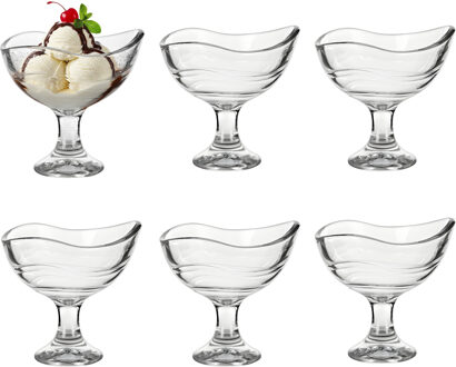 Alessandro ijscoupe Maui - 6x stuks - glas - kristal - 180 ml - 10 x 10 x 10 cm - ijs schaaltjes