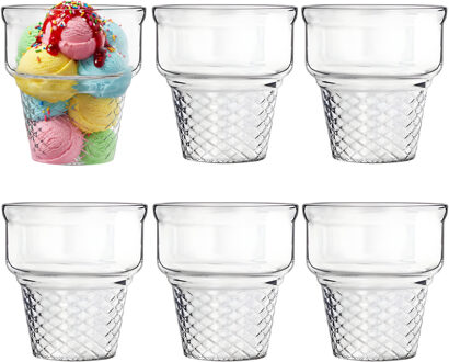 Alessandro ijscoupe Sicilie - 6x stuks - glas - 230 ml - 9 x 9 cm - ijs glazen