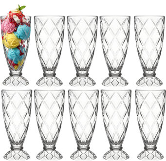 Alessandro ijscoupe Zanzibar - 10x stuks - glas - kristal - 360 ml - 18 x 8 cm - ijs glazen