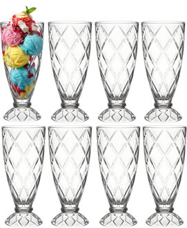 Alessandro ijscoupe Zanzibar - 8x stuks - glas - kristal - 360 ml - 18 x 8 cm - ijs glazen