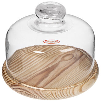 Alessandro Kaasstolp/borrelplank - glas/hout - 20 cm - kaasplank/taartplateau