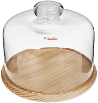 Alessandro Kaasstolp/borrelplank - glas/hout - 25 cm - kaasplank/taartplateau