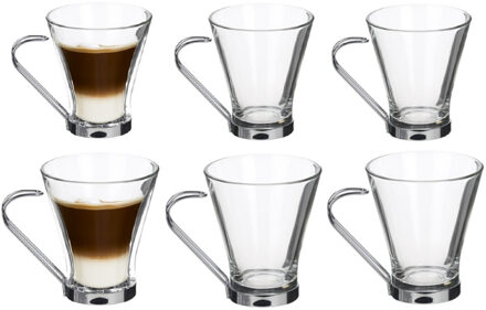 Alessandro Koffieglazen Cafeleche - 12 stuks - 150 ml en 200 ml - met RVS oor