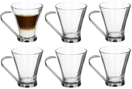 Alessandro Koffieglazen Cafeleche - 12x - 200 ml - cappuccino glas - met RVS oor