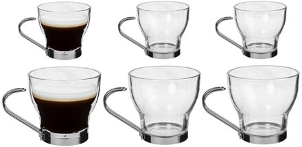 Alessandro Koffieglazen ParaCafe - 12 stuks - 100 ml en 220 ml - met RVS oor