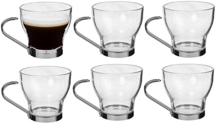 Alessandro Koffieglazen Paracafe - 12x - 220 ml - espressoglas - met RVS oor