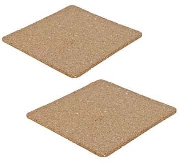 Alessandro Onderzetter voor pannen - set van 2x - kurk - 18 x 18 cm - vierkant - hittebestendig - kookpannen Bruin