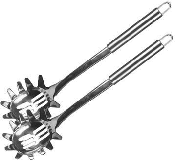 Alessandro Pasta opscheplepel - 2x - zilver - RVS - 32 cm - Keukengerei - Spaghetti lepel
