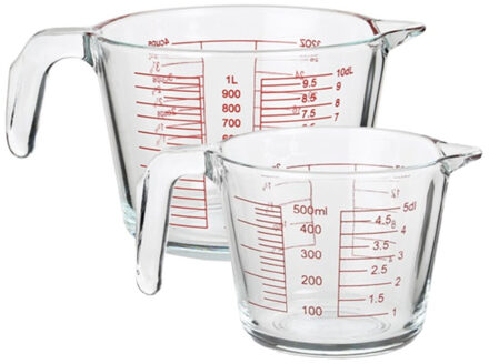 Alessandro Set van 2 Alessandro Maatbekers - 1000 ml en 500 ml - glas - magnetronbestendig