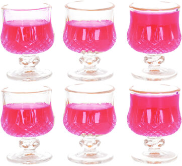 Alessandro Shotglaasjes Bolzano - 6x stuks - glas - 60 ml - hoog borrelglas op voetje