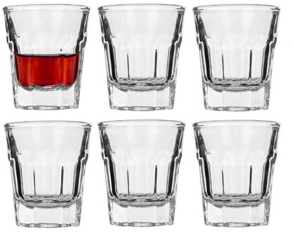 Alessandro Shotglaasjes Casablanca - 12x - glas - 60 ml - hoog borrelglas