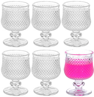 Alessandro Shotglaasjes Verona - 6x stuks - glas - 60 ml - hoog borrelglas op voetje