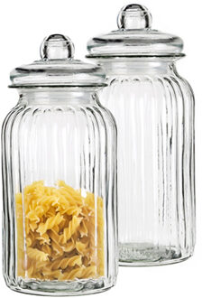 Alessandro Snoeppot/voorraadpot - 2x - met deksel - luchtdicht - glas - 3500 ml - D15 x H32 cm