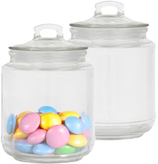 Alessandro Snoeppot/voorraadpot - 2x - met deksel - luchtdicht - glas - 600 ml - D11 x H22 cm