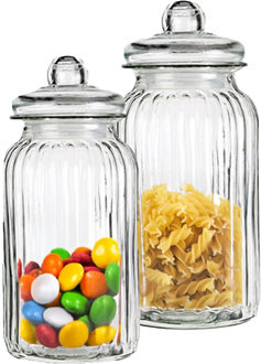 Alessandro snoeppot/voorraadpot - 2x stuks - luchtdicht - met deksel - 3500/3100 ml