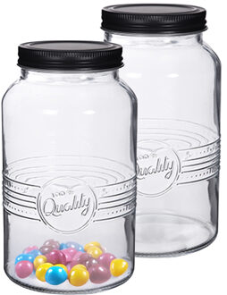 Alessandro Snoeppot/voorraadpot - 4x - met deksel - decoratief glas - 1300 ml - D11 x H19 cm