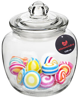 Alessandro Snoeppot/voorraadpot - met deksel - luchtdicht - glas - 1250 ml - D14 x H18 cm