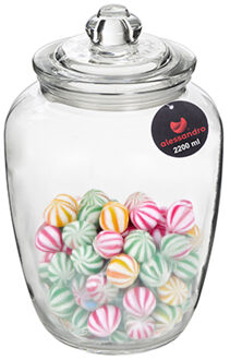 Alessandro Snoeppot/voorraadpot - met deksel - luchtdicht - glas - 2200 ml - D15 x H24 cm