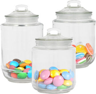 Alessandro Snoeppot/voorraadpot set - 3x stuks - met deksel - luchtdicht - glas