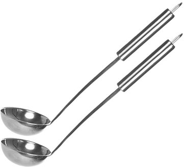 Alessandro Soep/saus opscheplepel - 2x - zilver - RVS - 32 cm - Keukengerei - soeplepel
