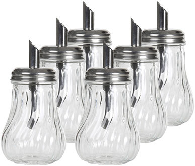 Alessandro Suikerpot - 6x - glas/rvs metaal - transparant/zilver - 7 x 14 cm - luxe uitvoering