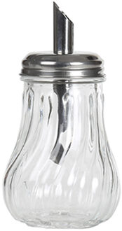 Alessandro Suikerpot - glas/rvs metaal - transparant/zilver - 7 x 14 cm - luxe uitvoering