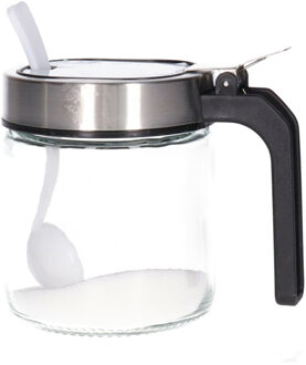 Alessandro Suikerpot - glas/rvs metaal - transparant/zilver - 8 x 10 cm - luxe uitvoering