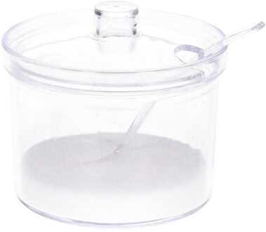 Alessandro Suikerpot met deksel - kunststof metaal - transparant - 8 x 7 cm - met serveer lepeltje