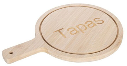 Alessandro Tapas serveerplank bamboe hout - met handvat - 28 x 20 x 0.8 cm - keuken borrelplank/tapasplank