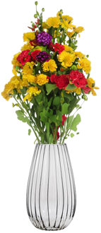 Alessandro Vaas - glas - streep relief - 11 x 11 x 20 cm - bloemenvaas