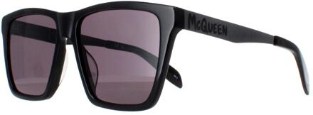 Alexander McQueen AM0352S 001 glanzend zwart en donkergrijs chroom zonnebril - One Size