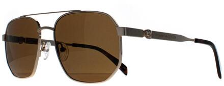 Alexander McQueen Aviator Unisex Goud Bruin AM0458S - One Size