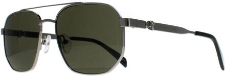 Alexander McQueen Aviator Unisex Zilver Groen AM0458S - One Size