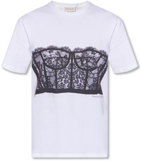 Alexander McQueen Bedrukt T-shirt Alexander McQueen , White , Dames - M,S,Xs,2Xs