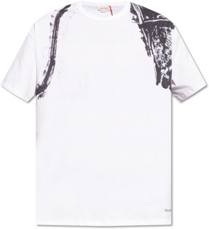 Alexander McQueen Bedrukt T-shirt Alexander McQueen , White , Heren - 2Xl,Xl,L,M,S