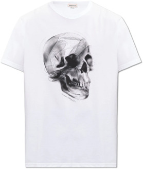 Alexander McQueen Bedrukt T-shirt Alexander McQueen , White , Heren - 2Xl,Xl,L,M,S