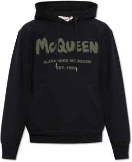 Alexander McQueen Bedrukte hoodie Alexander McQueen , Black , Heren - 2Xl,Xl,L,M
